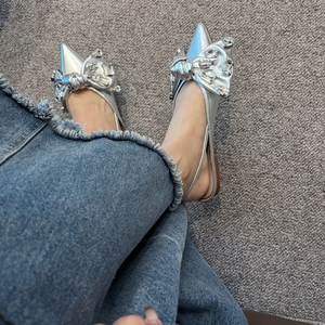 Nouvelles sandales plates d'été pour femmes, respirantes, antidérapantes, légères, avec nœud papillon, cristaux, en tissu denim et coton, chaussures plates d'extérieur, OEM - Product Image 5