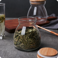 Bocal en verre en forme de champignon Yuxiang moderne avec couvercle en acacia scellé sans BPA, pour le stockage des grains de café, compatible micro-ondes et lave-vaisselle