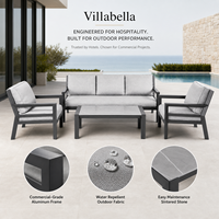 Ensemble de canapés d'extérieur tout en aluminium, 4 pièces, ensemble de salon de terrasse avec table basse, meubles de jardin de luxe