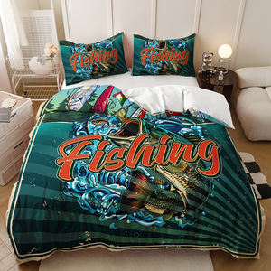 Parure <span class=keywords><strong>de</strong></span> <span class=keywords><strong>couette</strong></span> en microfibre personnalisable avec motif <span class=keywords><strong>de</strong></span> <span class=keywords><strong>poisson</strong></span> sous-marin moderne imprimé en 3D, pour usage domestique, vente en gros - Product Image 3