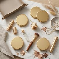 Miroir cosmétique rond gravé au laser UV Htpmart DIY 6,5*6,5 cm, miroir double face