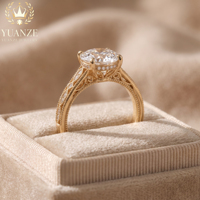 Bague Solitaire Ronde en Moissanite Vintage Personnalisée en Gros, Bagues de Fiançailles et de Promesse de Mariage Milgrain pour Femme, Bijoux