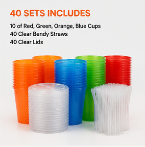 12 Oz <b>Plastic</b> <b>Cup</b> With Lid And Straw Round PP Disposable Beverage <b>Cup</b> For Party Use - Product Image 3