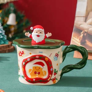 Ensemble de tasses en céramique gaufrées créatives Père Noël et Bonhomme de neige, résistantes aux hautes températures et compatibles micro-ondes, pour le commerce international, élégantes - Product Image 6