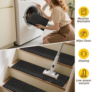 <span class=keywords><strong>Tapis</strong></span> d'escalier intérieur <span class=keywords><strong>doux</strong></span> 9 "X 28" antidérapant <span class=keywords><strong>tapis</strong></span> d'escalier lavable en machine avec support adhésif TPE - Product Image 6