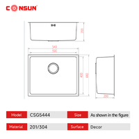 Consun multifonctionnel Guangzhou armoires de cuisine éviers bol unique sous le comptoir évier de cuisine en acier inoxydable 304 pour la cuisine