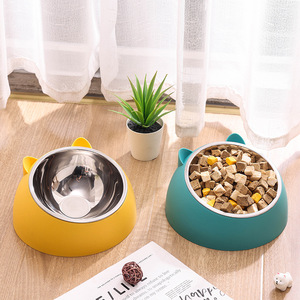 Lynpet mangkuk kucing perempuan, keluaran baru lucu miring dapat dilepas mangkuk makanan anjing baja tahan karat ditinggikan - Product Image 3