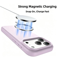 Nouvelle coque de téléphone portable de luxe en silicone véritable, magnétique, antichoc, couleur unie pour iPhone 18 Pro Max 17 16 15 14 13 12