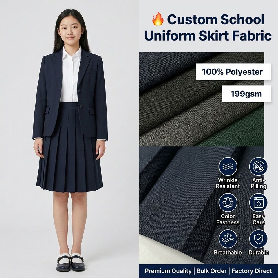 Lightweight 199gsm school uniform skirt fabric
