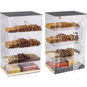 透明亚克力大型展示雪茄保湿盒，带9个垃圾箱和湿度计，用于客厅家庭办公室 - Product Image 6