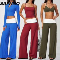 Ensembles de pantalons plissés taille haute à jambes larges rafraîchissants pour filles, vestes courtes zippées intégrales avec hauts rembourrés, tenues de sport pour femmes