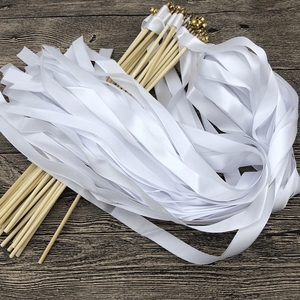 Wholesale Wedding <b>Ribbon</b> Fairy Wands With White <b>Lace</b> And Bells For Holiday Party - Product Image 1