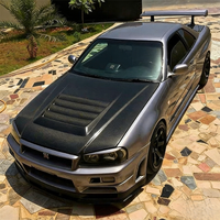 Nuevo Capó de Fibra de Carbono Brillante Estilo NISMO-2 para Nissan Skyline R34 GTR 1999-2002, Ajuste Personalizado, Instalación con Tornillos, Negro, 180 Días de Garantía
