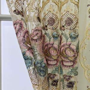 Rideaux transparents brodés de luxe de style européen <span class=keywords><strong>pour</strong></span> portes et fenêtres coulissantes en verre Panneaux de drapé en voile 52x84 pouces - Product Image 5