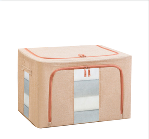 Wholesale Steel Frame Storage Box Bin Double Zipper Cloth Storage Box 55L