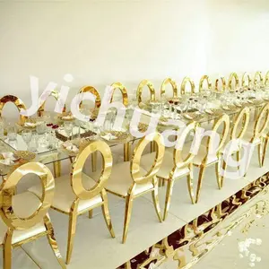HC-SS28-1 Gold eye wholesale O back white cushion event decor rental wedding chairs and table set