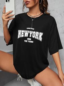 Quand 1968 le New York est jeune coton femme t-shirts surdimensionnés t-shirts quotidiens créativité Streettshirt vêtements décontractés individuels - Product Image 3