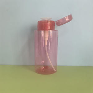 Bouteille de démaquillant en plastique ronde personnalisée de 300 ml (10 oz) de couleur rose clair avec pompes à pression, <span class=keywords><strong>eau</strong></span> <span class=keywords><strong>micellaire</strong></span>, démaquillant, bouteilles pour ongles - Product Image 2