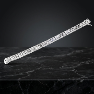 Art Palace Women's Silver Plated Tennis <b>Bracelet</b> With Round Brilliant Cut <b>Crystal</b> Rhinestones Classic Wedding Jewelry - Product Image 3