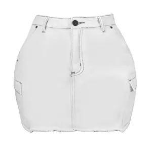 High Waist Asymmetrical Hem straight Denim Skirt Denim Short Skirt White workwear denim short skirt