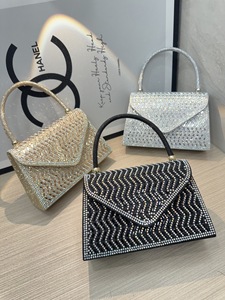 New Cross-border Trade Simple Polyester Evening Wedding <b>Handbag</b> Rhinestone Sequins Full Street Trend Bucket Tanjing - Product Image 2