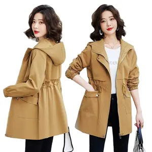 Spring and Autumn Seasons Thin Windbreaker Women's Mid length New Korean Version Slim Fit Casual Fashionable Small Coat Outer