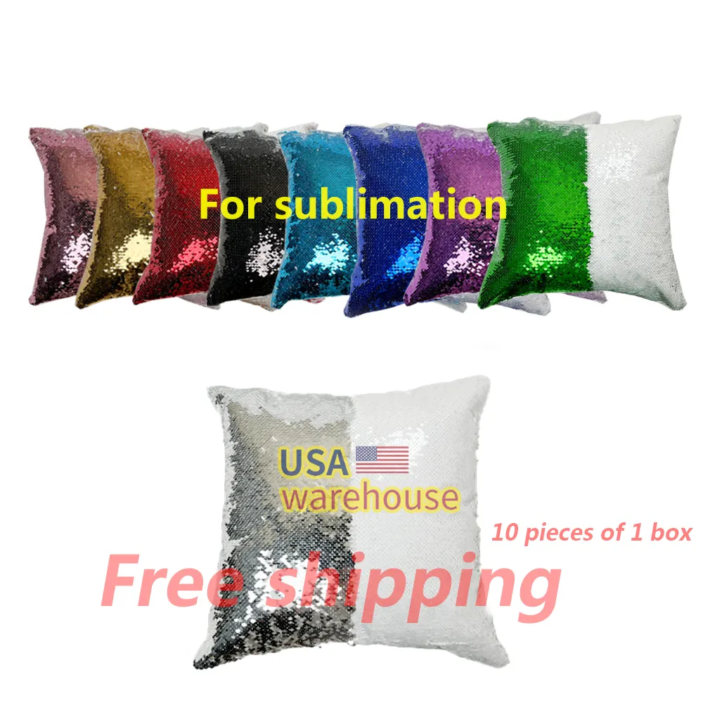 glitter pillow covers 16x16in US warehouse FREE SHIPPING Reversible Decorative Personalized Cushion sublimation covers blank