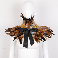 Châle gothique naturel ajustable en satin avec nœud, multicolores, en plumes, pour Halloween, carnaval, fête, spectacle sur scène