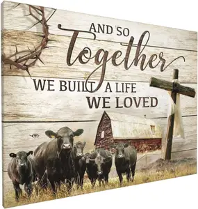Wall Art Farmhouse Cow Barn Canvas Kitchen Country Qutes Paintings and wall arts