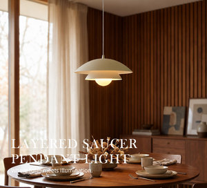 <b>Modern</b> Nordic Tiered Saucer Shape Hanging Pendant <b>Light</b> Metal Construction For Apartment <b>Kitchen</b> Dining Room Home Decoration - Product Image 1