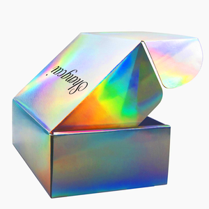 Luxury Custom Logo Printing Rainbow Neon Iridescent Mailing Boxes Holographic Shipping Packaging Box