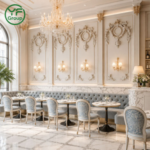 Muebles de Restaurante Modernos y Lujosos, Asientos de Terciopelo Cómodos, Banqueta con Respaldo Acolchado y Botones para Hotel, Bar, Cafetería - Product Image 4