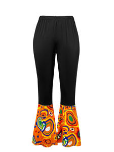 Jaren '70 Dames Disco Outfit 3-delig Set Hippie Cosplay Geprint Kleding Hoofdband Set Vrouwelijke Halloween Party Retro Disco Top Broekpak - Product Image 5