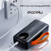 PORPIU Promotion Exceptionnelle : Batterie Externe Ultra-Mince 20W Grande Capacité 30000mAh avec Affichage Numérique, Quatre Ports USB Type-C et Double Câble