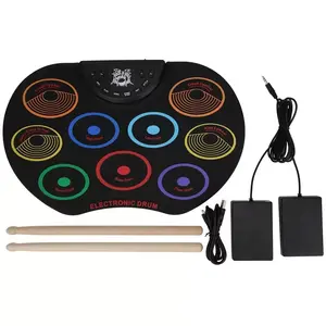 Conjunto de instrumentos de percussão eletrônicos, 7 peças, rolo de mão portátil, conjunto de bateria eletrônica usada, almofada de tambor eletrônico, tambor de enrolar, venda imperdível