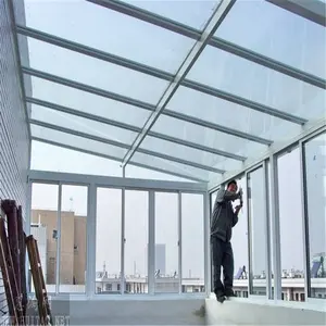 Gaoming bingkai aluminium tenda yang dapat ditarik atap geser kaca terisolasi rumah kaca sunroom rumah