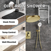 Ensemble de douche thermostatique à 3 fonctions en laiton chromé de style moderne Oire, mitigeur mural pour salle de bain, jet doux