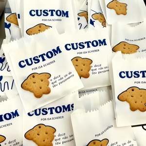Sacs en papier sulfurisé personnalisés avec logo imprimé, résistants à l'huile, pour aliments, biscuits, sandwichs, pizzas, lait, sushis, gelées, impression numérique - Product Image 1