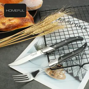 High quality cutlery flatware set laguiole steak knife and fork set with pakka wood handle