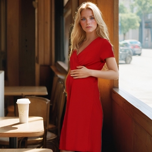 Mode femmes à manches courtes col en V grossesse allaitement <span class=keywords><strong>robe</strong></span> de maternité pour Photoshoot - Product Image 5