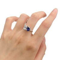 Sevena Délicat Design Bleu Saphir Émeraude Cubique Zircone Rhodium 925 Bague En Argent Sterling Diamant Fine Jewelry Femmes Anneaux