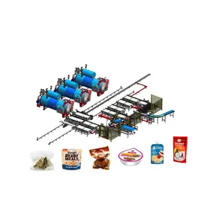 पाउच के लिए स्वचालित खाद्य रिटॉर्ट आटोक्लेव मशीन प्रसंस्करण लाइन