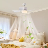Ventilador de techo moderno con enchufe E27 para interiores de 18 pulgadas, lámpara de araña Led, bombilla de luz blanca, ventilador de techo para dormitorio con luz