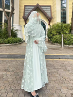 Ensemble Abaya à sequins et dentelle, ouvert sur le devant, deux pièces avec robe longue intérieure en satin, tenue élégante et modeste pour femmes musulmanes au quotidien