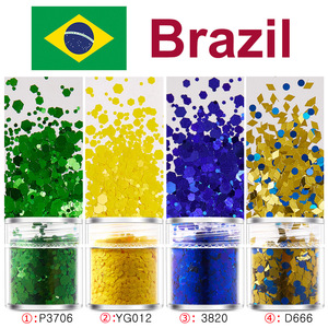 Set de Polvo Acrílico Cromado Espejo con Lentejuelas y Purpurina de Colores Mezclados para Decoración de Uñas con Diseño de Bandera de Fútbol para Fiestas - Product Image 5