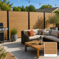 En promotion : Panneau de clôture composite 6x6 pieds, aspect bois WPC, pour extérieur, jardin, terrasse, avec poteau