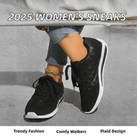 2025 nouvelles femmes décontracté sport baskets petit parfum motif à carreaux couleur-bloc chaussures de marche pour l'été automne éclairé