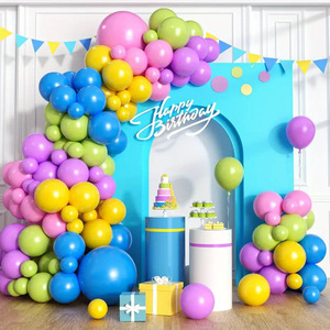 Color cumpleaños decoración <span class=keywords><strong>Fondo</strong></span> globos conjunto verde púrpura azul amarillo Arco Iris globos guirnalda conjunto para Baby Shower - Product Image 1