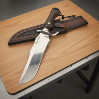 Couteau de survie en plein air, couteau de pêche, outil de chasse droit avec manche en bois