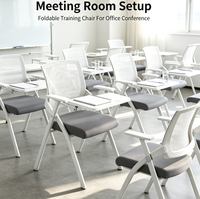 Chaise de formation avec tablette d'écriture, chaise de bureau ergonomique à dossier en maille, chaise pliable confortable pour salle de réunion et salle de classe